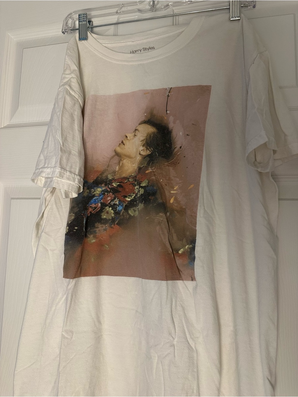 Harry Styles White Graphic Tee with Portrait Print Size Large HS1